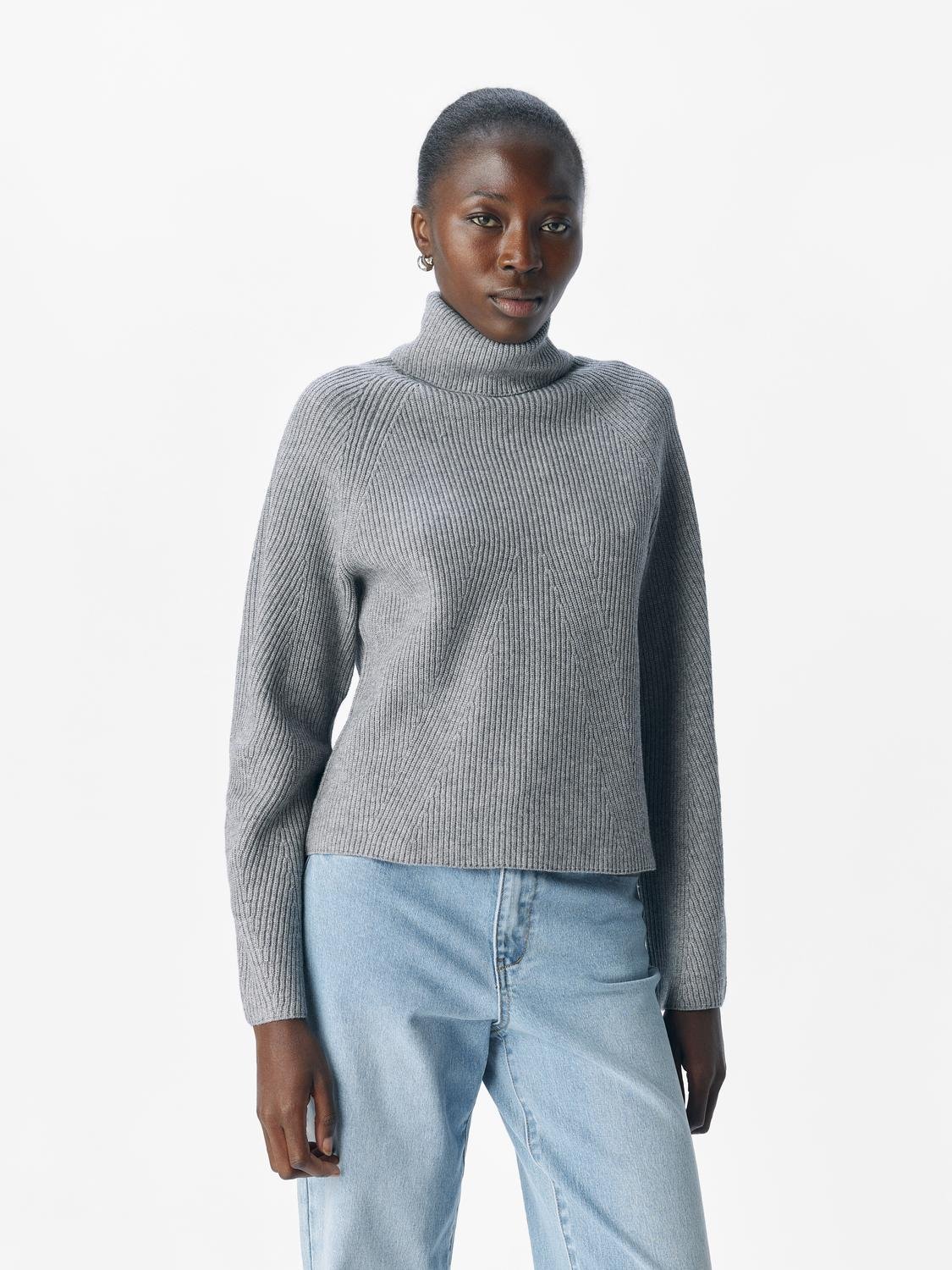 OBJVIOLA Pullover - Medium Grey Melange - VERO MODA & VILA Bergvik